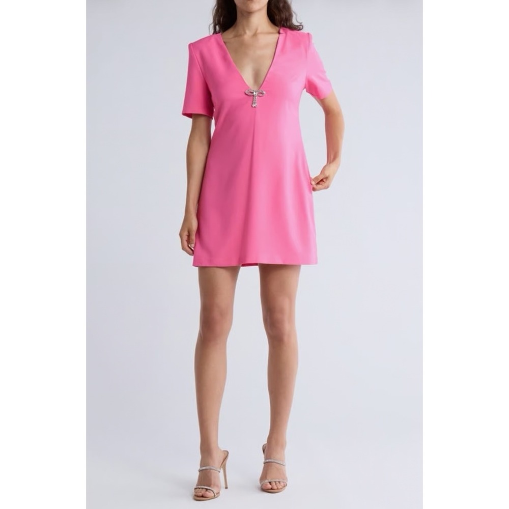 Hutch Rhinestone Bow Pink Mini Dress Short Sleeve NWT XXS Marks Barbie Coquette